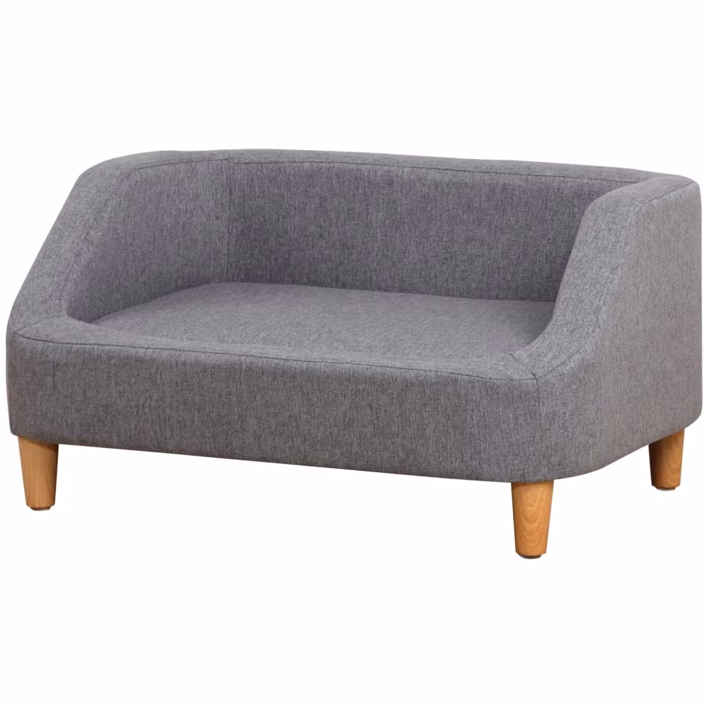 Letto per cani Minimal grigio in tessuto con piedini in legno L: 75 cm, P: 55 cm, H: 39 cm – 2