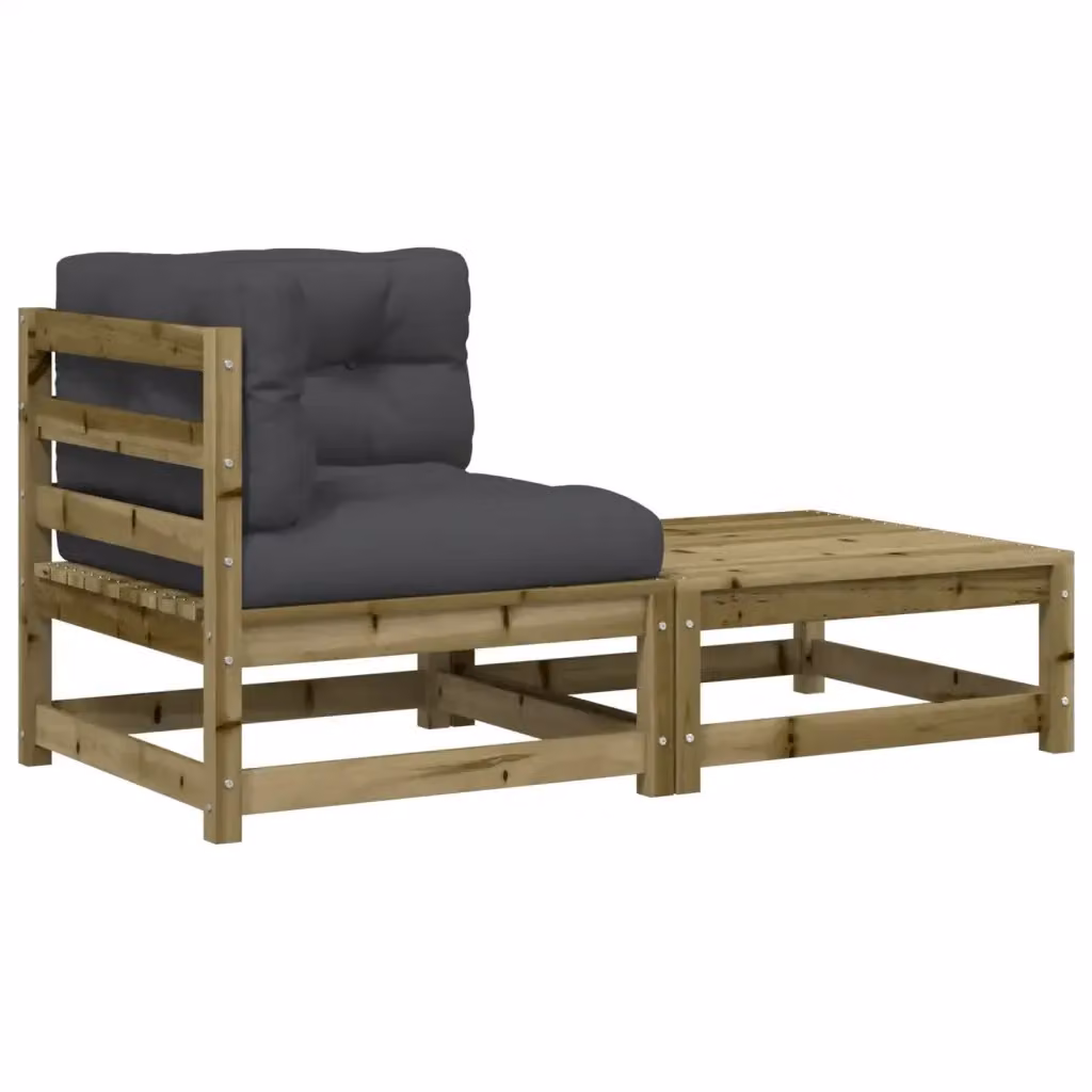 Divano Angolare da Giardino vidaXL in Legno di Pino con Cuscini Grigio Antracite – 2