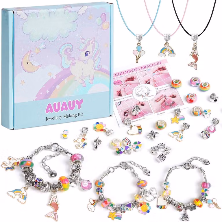 Kit per creare braccialetti, ideale per bambine, bambini, calendario dell'Avvento, regalo di Natale. Disponibile in vari colori