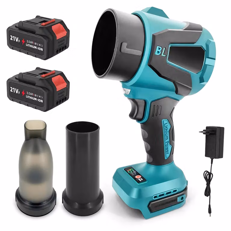 Soffiatore e aspiratore elettrico per foglie - Soffiante portatile ad alta potenza - 12000 Pa - 38000 giri/min - Motore brushless - 2 batterie
