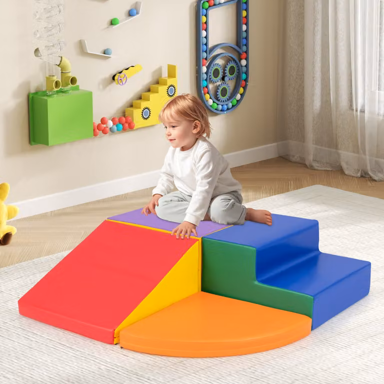 Set di blocchi in schiuma Costway per arrampicarsi e gattonare per bambini, arancione e multicolore
