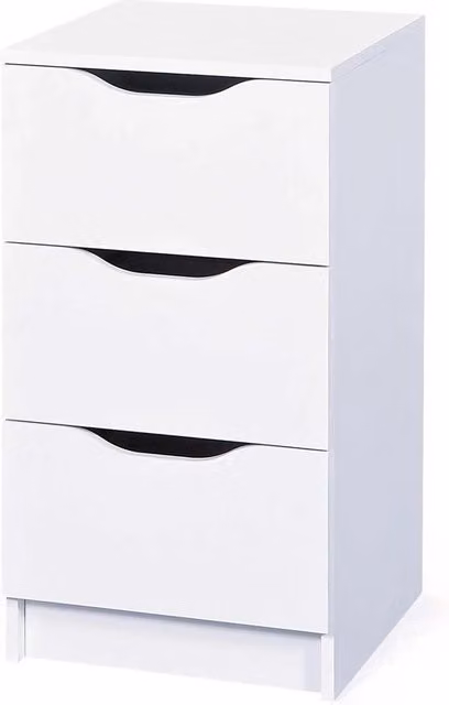 Cassettiere con 3 cassetti - Bianca - Smaltata - Comodino - Comodino - Cassettiere con maniglie - 3 Blocco di cassetti