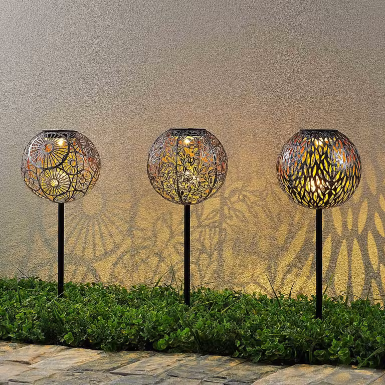 Lampada solare Vilani Lindby, Alluminio / Grigio / Zincato, Metallo, marocchino / arabo, Lampada solare