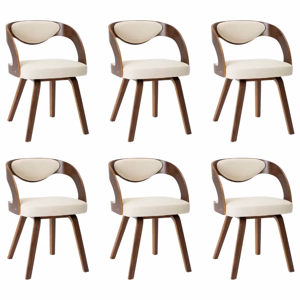 Set di 6 sedie da pranzo moderne vidaXL in legno e similpelle color beige e marrone – 2