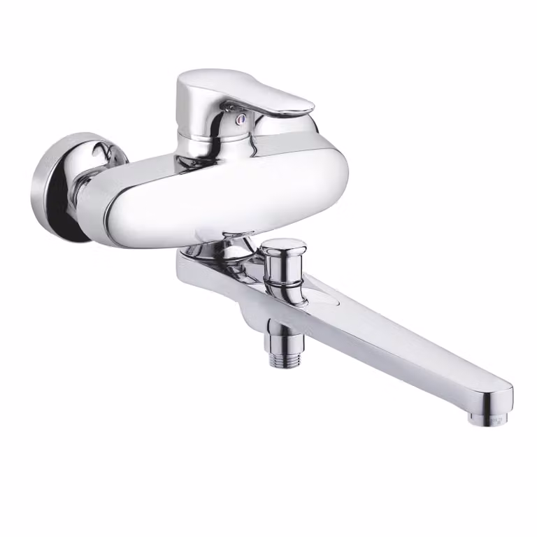 KLUDI OBJEKTA Mitigeur monocommandé pour bain et douche, montage mural, bec pivotant, chrome, 324910575, 324910575