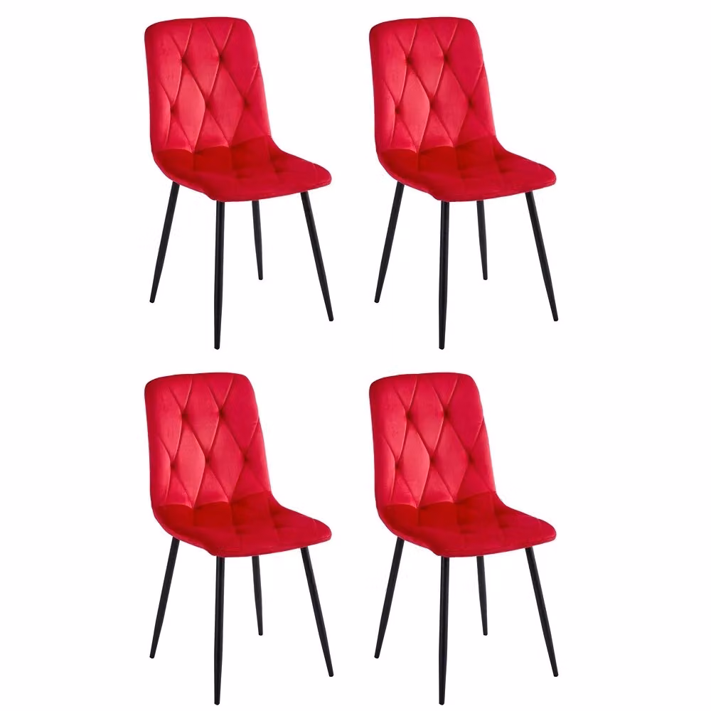 Sedia MELITA CASA VITAL in velluto rossa e nera con struttura in metallo per la tua sala da pranzo moderna – 2
