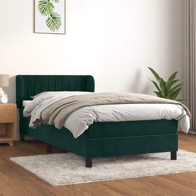 Giroletto a Molle con Materasso-Struttura Letto Verde Scuro 80x200 cm Velluto 740019