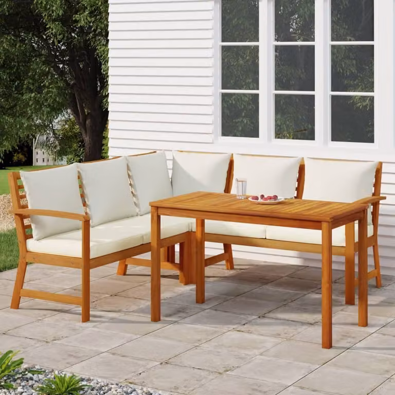 Maison Exclusive - Set da pranzo da giardino 4 pezzi con cuscini in legno massello di acacia