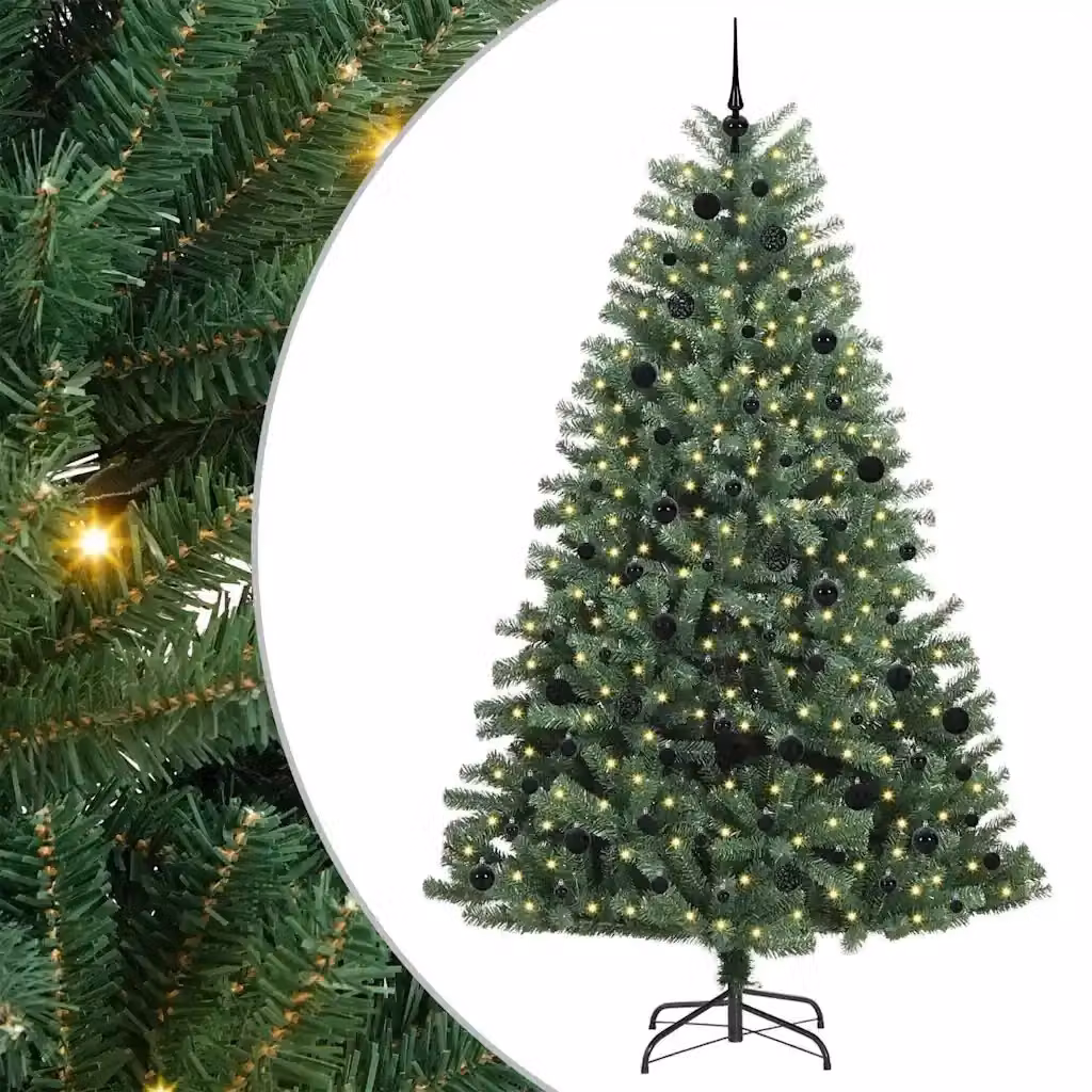 Albero di Natale Artificiale Moderno vidaXL Verde con Luci LED Warm White in PVC e Metallo – 2