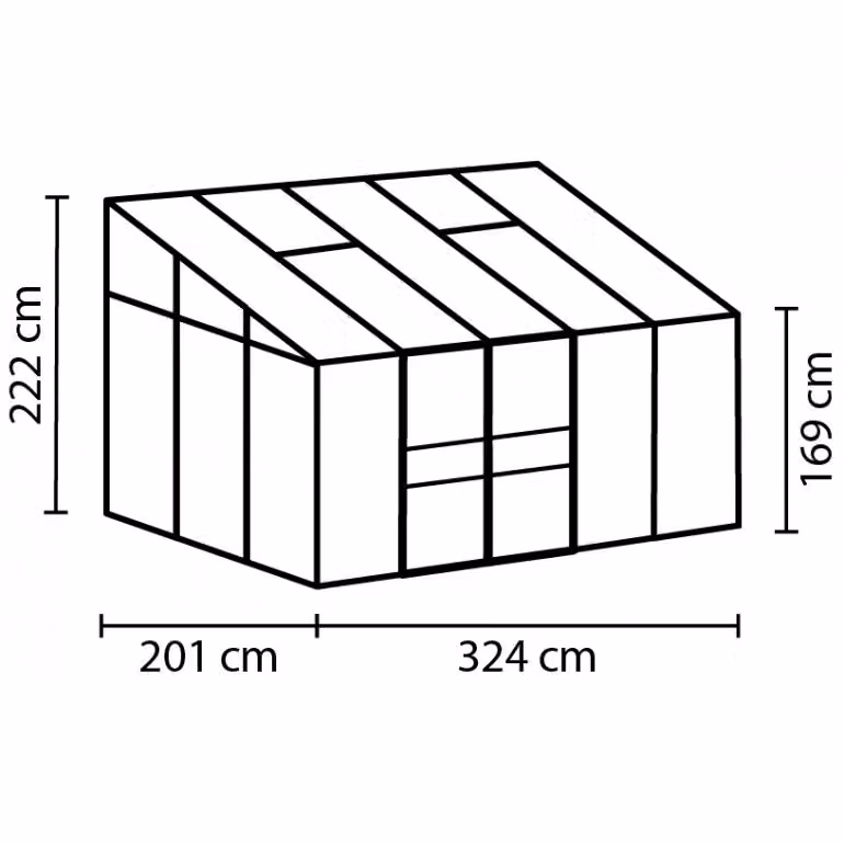 Serra addossata Vitavia Ida 6500 in alluminio anodizzato argento e policarbonato alveolare L: 201 cm, H: 222 cm – 2