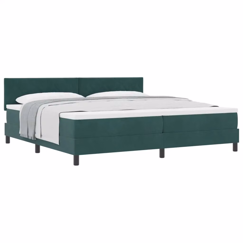 Letto a molle moderno vidaXL in velluto verde con testiera L/P/H: 203 x 200 x 280 cm – 2