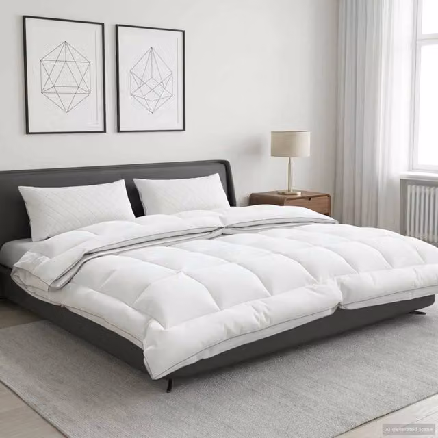 Piumone 4 stagioni vidaXL in lana australiana e microfibra, bianco, L 220 cm x P 240 cm – 1