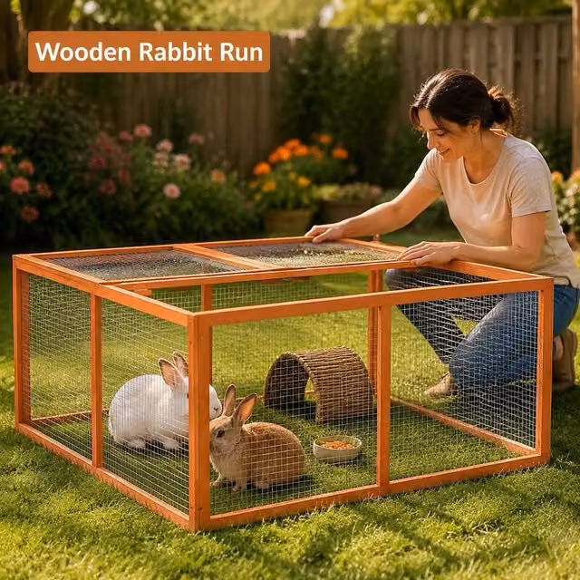 Rabbit Hutch 124x120x60 Cm Solid Fir Wood