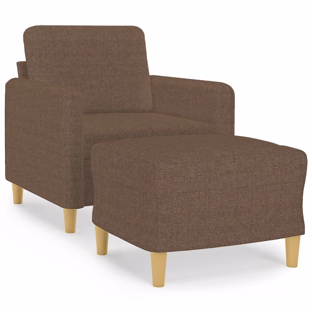 Poltrona con Poggiapiedi Marrone 60 cm in Tessuto