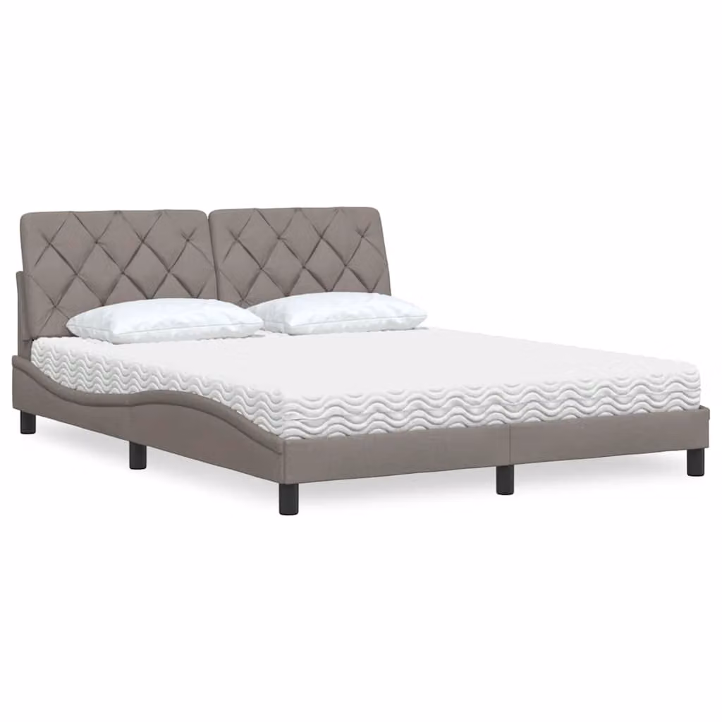 Letto con Materasso vidaXL in Tessuto Tortora L/P/H: 160 x 200 cm – 1