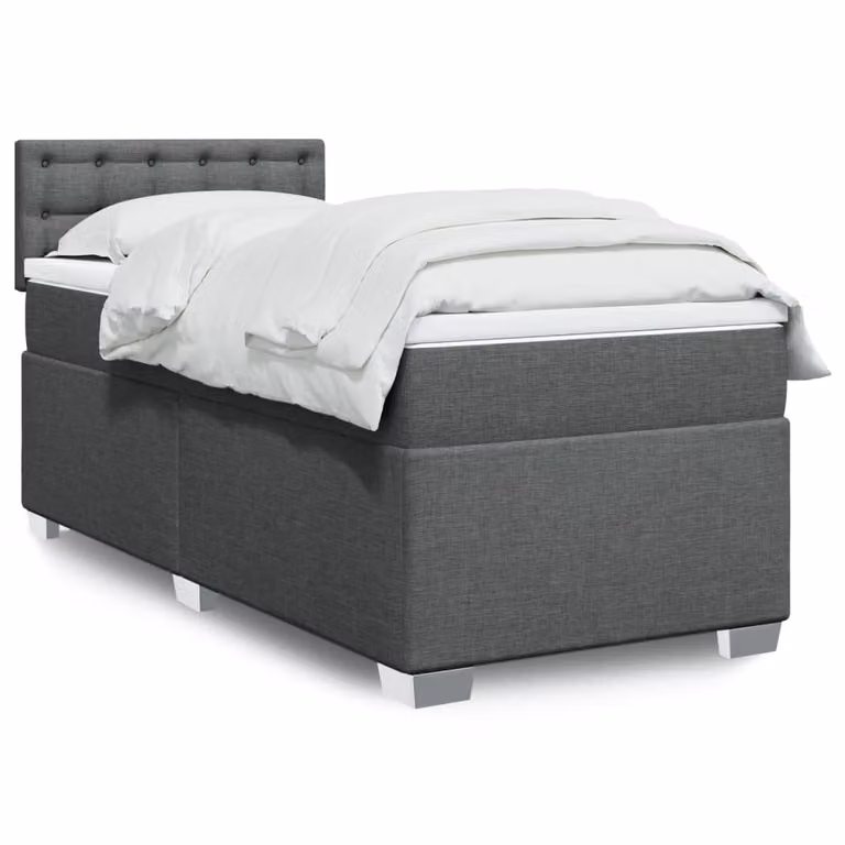 vidaXL Giroletto a Molle Ibrido con Materasso in Tessuto Grigio e Bianco L/P/H: 100 x 200 cm