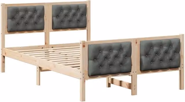 Letto matrimoniale | Letto per adulti | Struttura del letto Grigio scuro 135 x 190 cm Pino massello