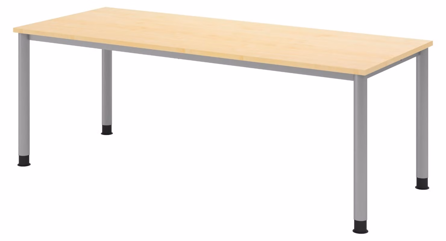 Scrivania bümö Serie H - Finitura: acero, struttura: argento, dimensioni: 200 x 80 cm