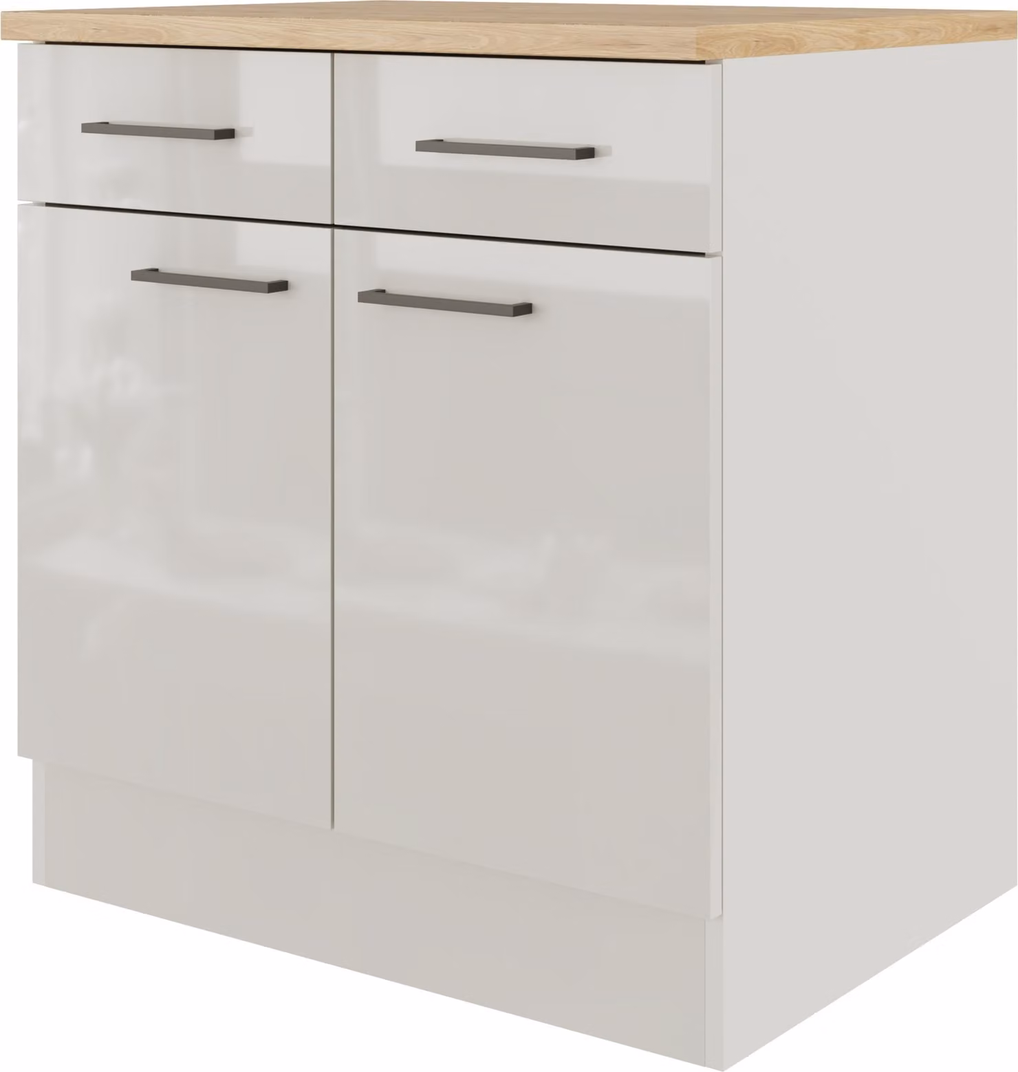 Fondo del mobile da cucina con cassetto e anta Flex Well Lund 80 x 60 x 85 cm grigio chiaro lucido grigio fumo opaco