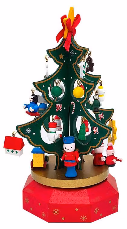 Carillon Natalizio a Molla H19 cm con Albero di Natale