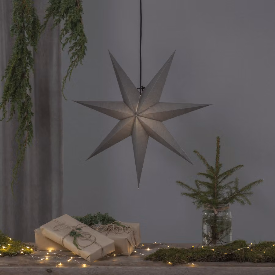 Papierstern 'Ozen', grigio, E14, 70 cm