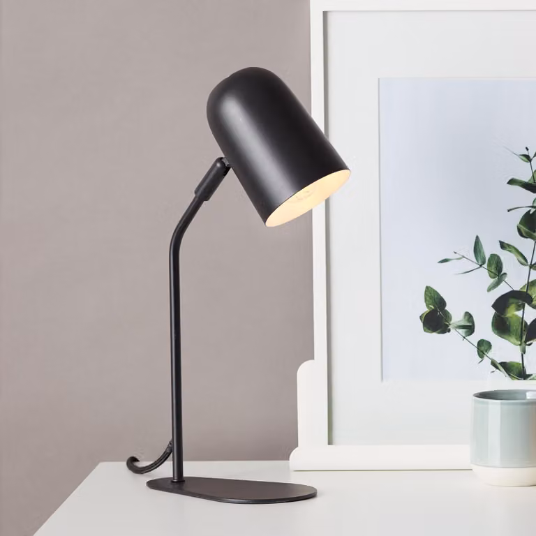 Lampada da tavolo, orientabile, 38x10x22cm, E14, max. 25W, metallo