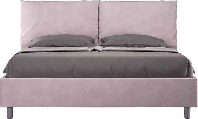 BS COM Letto matrimoniale senza rete imbottito 160x210 microfibra glicine
