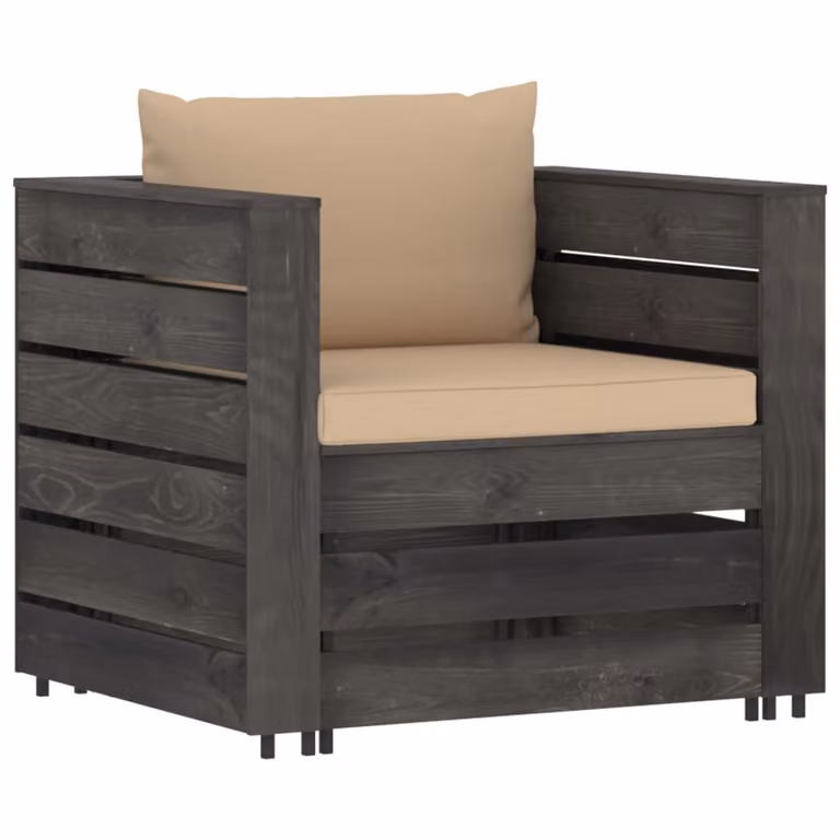 set da giardino 2 pezzi con cuscini Legno impregnato grigio