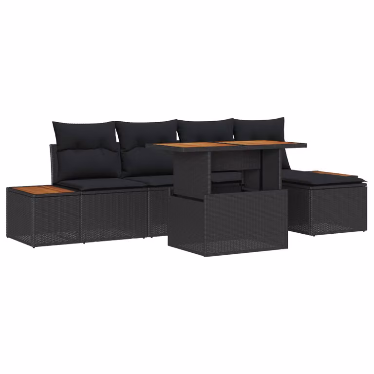 Set da pranzo da giardino vidaXL in rattan e legno di acacia nero e marrone