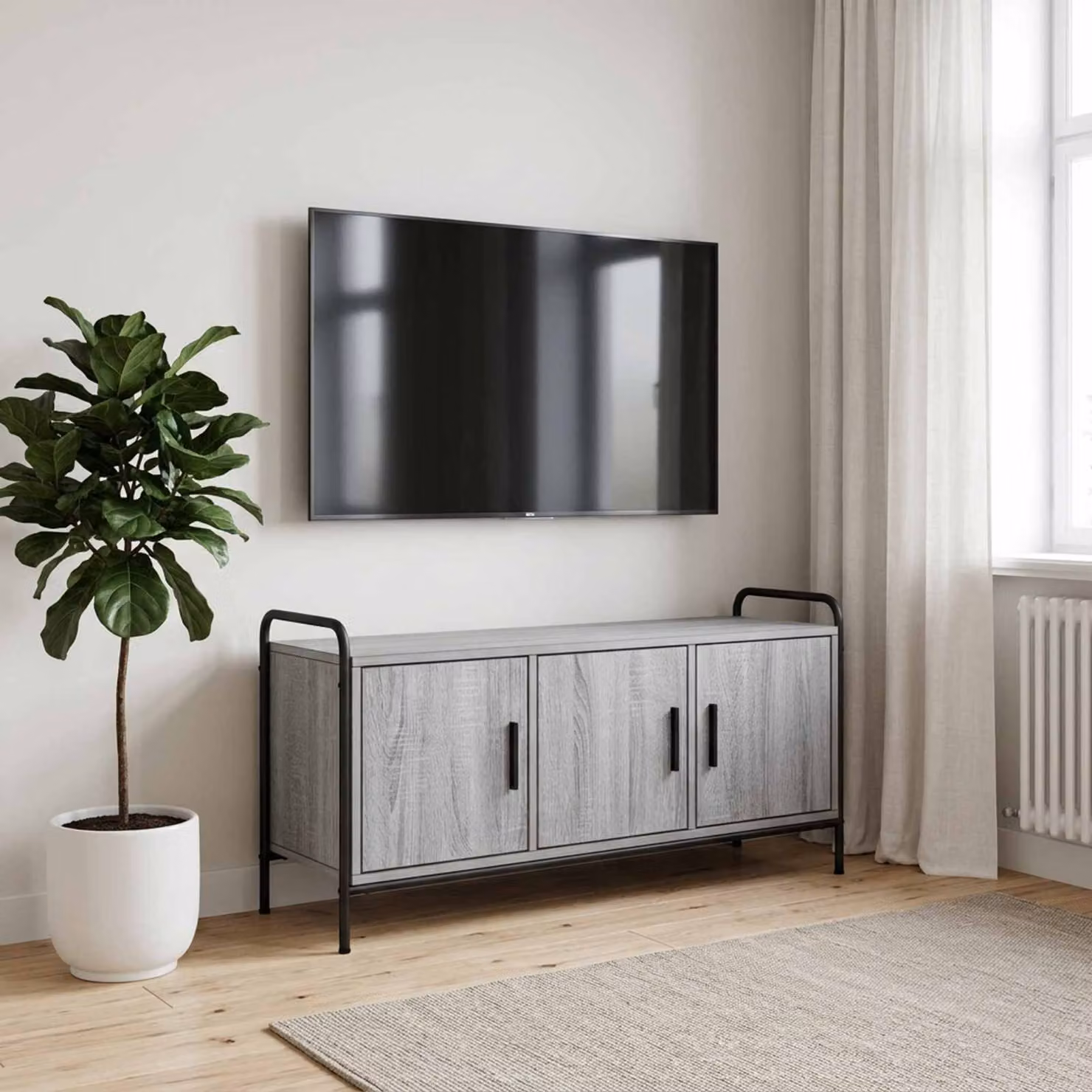Mobile TV vidaXL moderno in legno e metallo grigio L: 79,5 cm, P: 33 cm, H: 50 cm