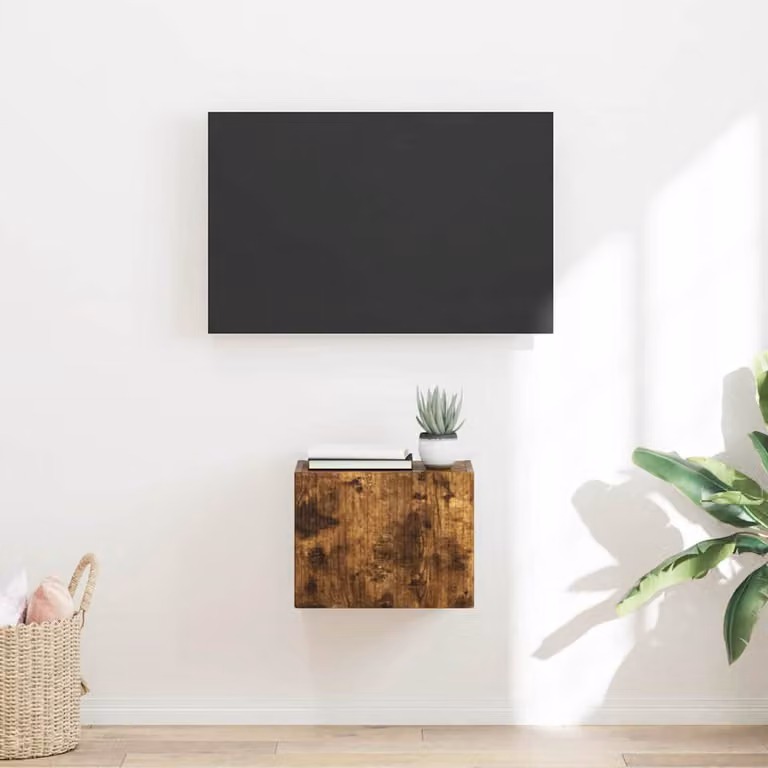 Mobile TV da parete vidaXL in stile moderno, Rovere fumé, L: 39 cm, P: 31 cm, H: 29,5 cm