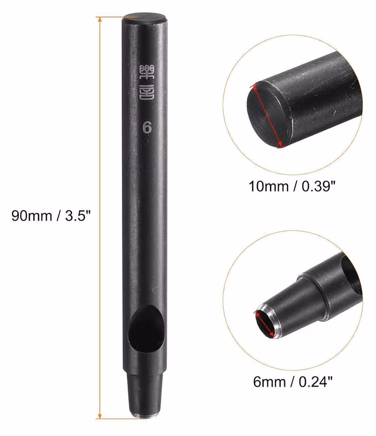 Lochstanzer in pelle, strumento di perforazione circolare, Acciaio al carbonio, 6 mm, per creare fori circolari, ideale per cinture, progetti fai-da-te e carta