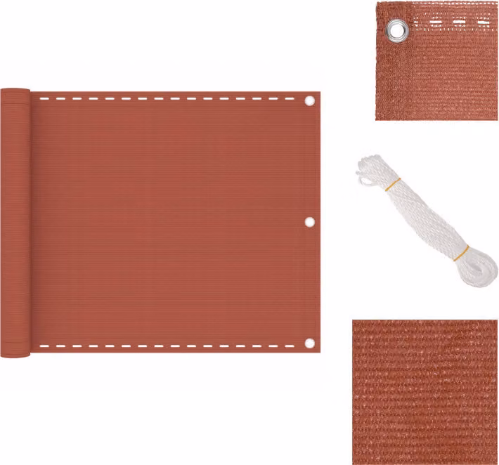 vidaXL Schermo privacy per balcone rosso terracotta 75x500 cm HDPE - Ombrelloni e tende da sole