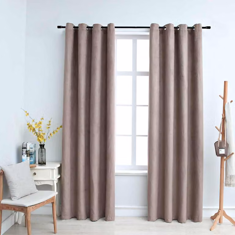 Set di 2 tende oscuranti vidaXL in poliestere con anelli in metallo, colore grigio, L: 140 cm x H: 245 cm