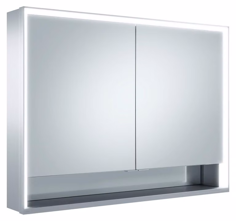 KEUCO Royal Lumos armoire de toilette murale 2 portes, porte courte, étagère ouverte, 1050mm, 14308171301, 14308171301