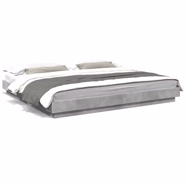 Letto matrimoniale | Letto per adulti | Giroletto Grigio Cemento 180x200 cm in Legno Multistrato