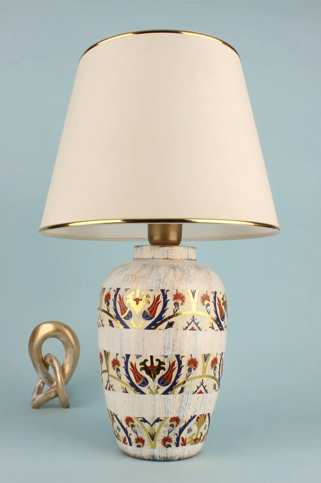 Opviq, lampada da tavolo di alta qualità, corpo in Vetroceramica, color crema, altezza 52 cm, diametro del paralume 32 cm, cavo da 150 cm, attacco E27 max. 40 W, IP20, ideale per interni moderni e in stile etnico.