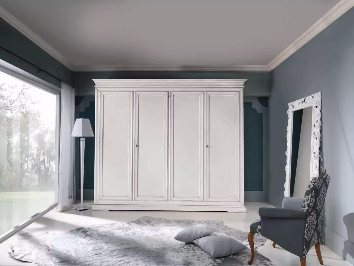 Armadio shabby chic in legno 4 ante bianco Mobili 2G L/P/H: 300 x 68 x 255 cm – 1