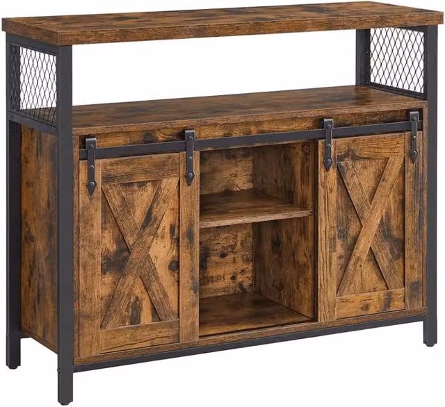 Credenza per sala da pranzo credenza da cucina mobile contenitore mobile con ante scorrevoli ripiano regolabile stile industriale per soggiorno 100 x 33 x 80 cm marrone rustico e nero 12_0004529
