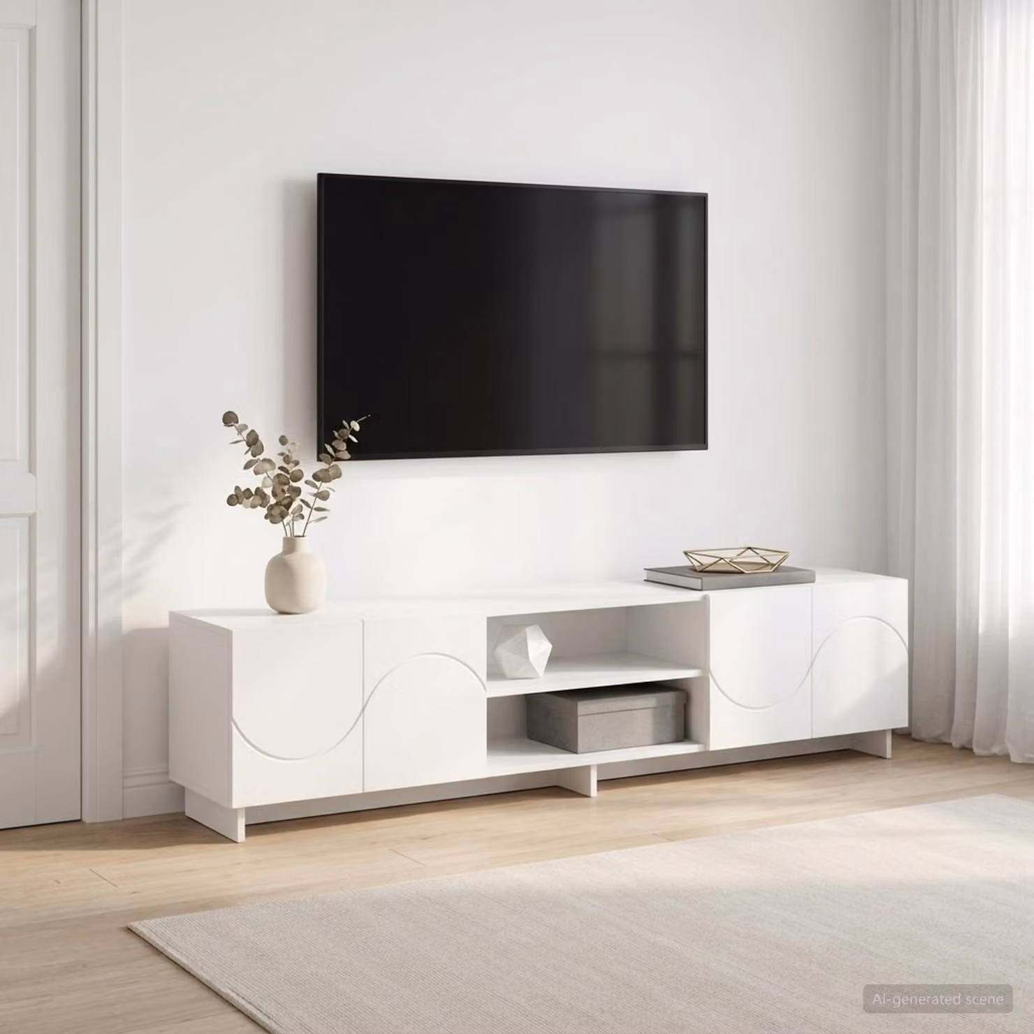 Supporto TV moderno vidaXL in legno MDF bianco L 180 x P 34,5 x H 40 cm