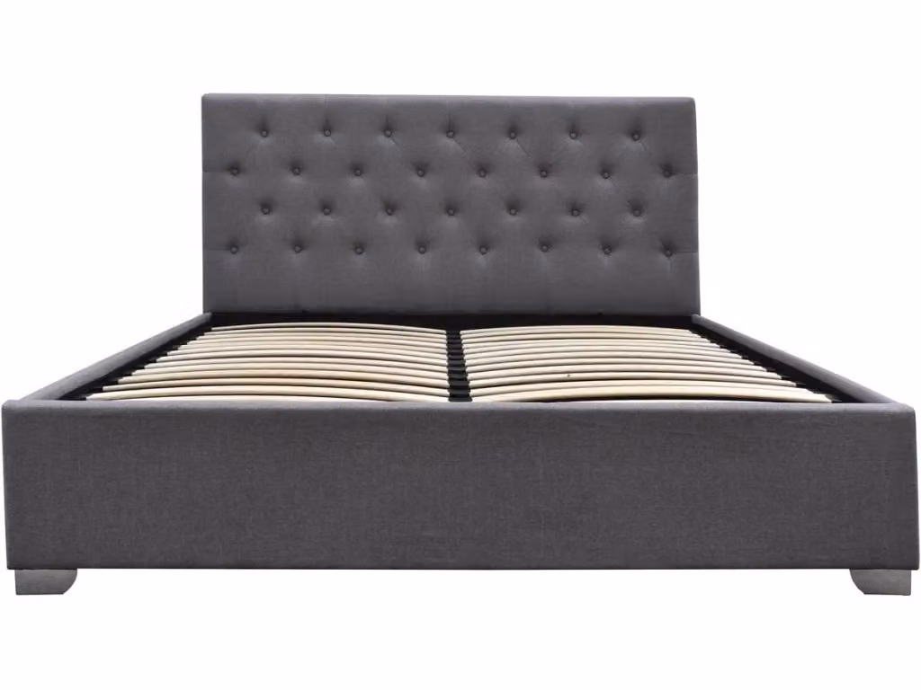 Letto matrimoniale con contenitore TINO moderno in tessuto grigio L/P/H: 160 x 200 x 168 cm – 2