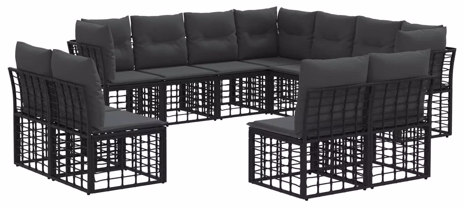 Set di divani da esterno Nero Poliestere