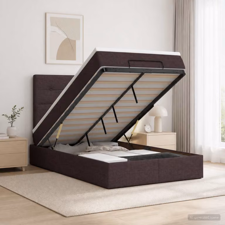 vidaXL Letto ottomano con materasso Marrone Scuro 120 x 200 cm Tessuto