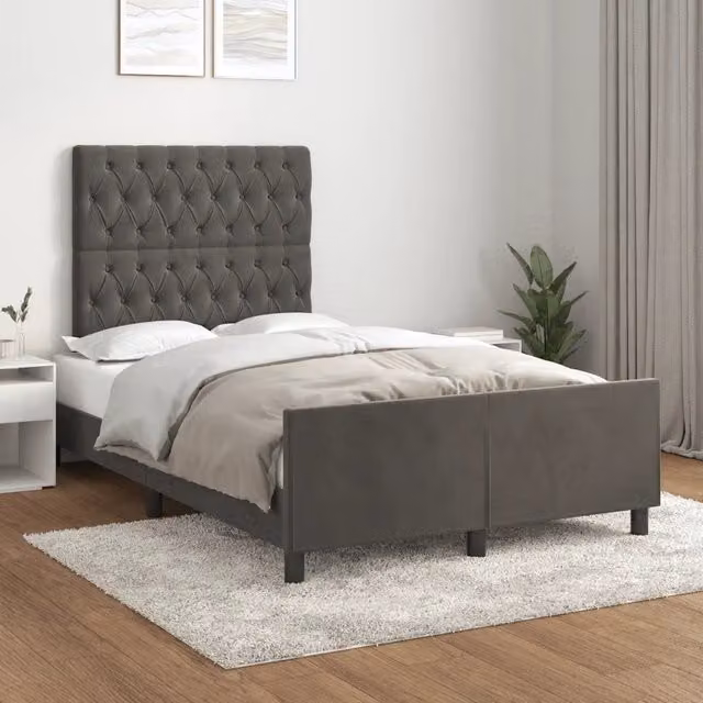 Giroletto senza Materasso-Struttura Letto Grigio Scuro 120x200 cm Velluto 377916