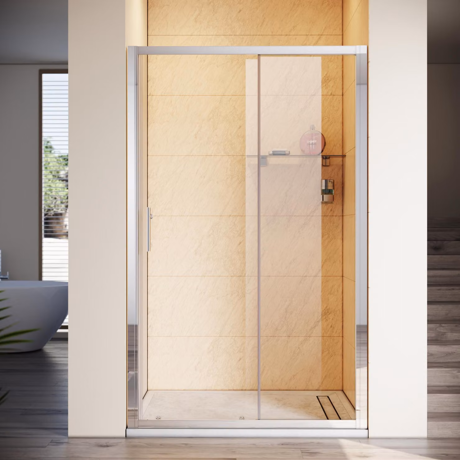 SONNI160x185cm porta scorrevole doccia schermo doccia in vetro trasparente