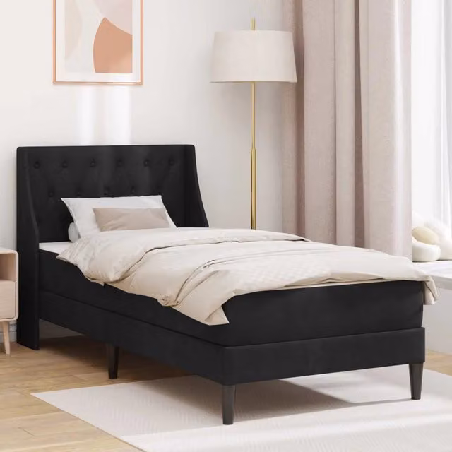 Struttura letto con materasso Nero 100 x 200 cm Velluto 3414781