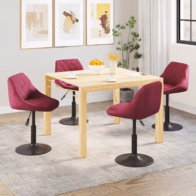 Sedie da Pranzo Girevoli 4 pz Rosso Vino in Velluto 3088797