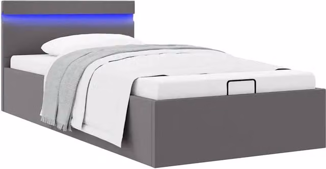 Giroletto Contenitore Idraulico LED Grigio Similpelle 90x200 cm 285552