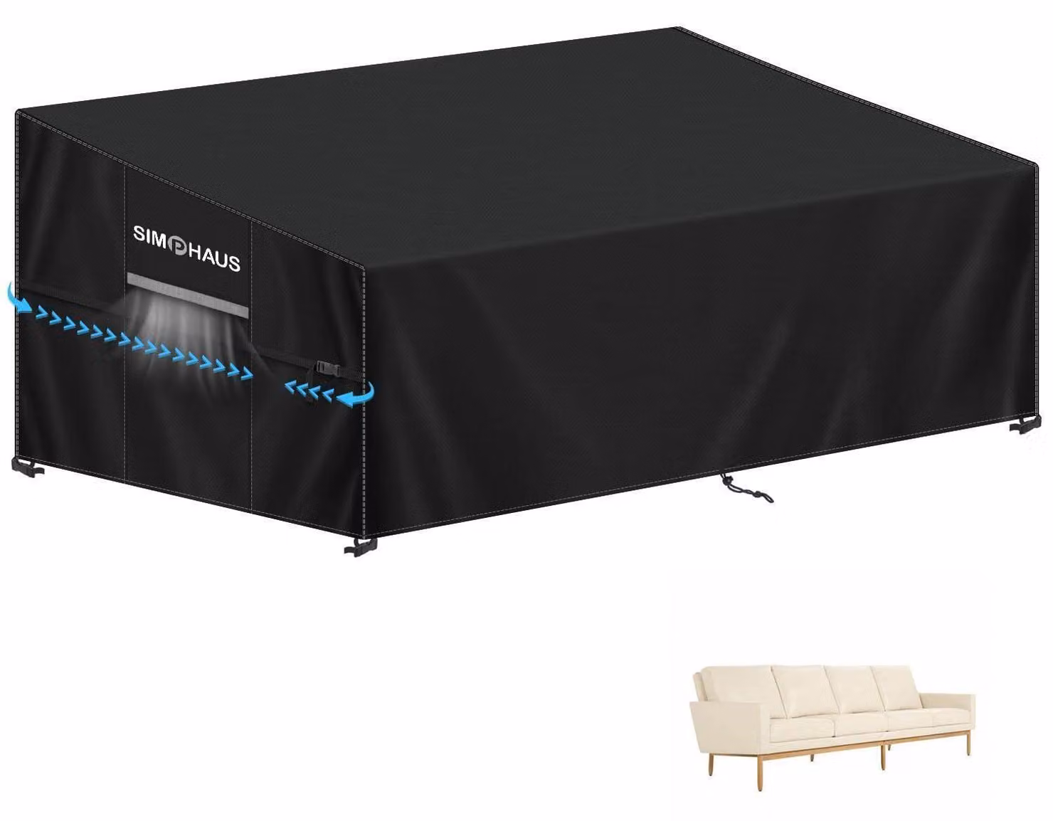 Telo protettivo per divano da giardino, dimensioni 265x102x89/61 cm, tessuto Oxford 420D, impermeabile e resistente al vento