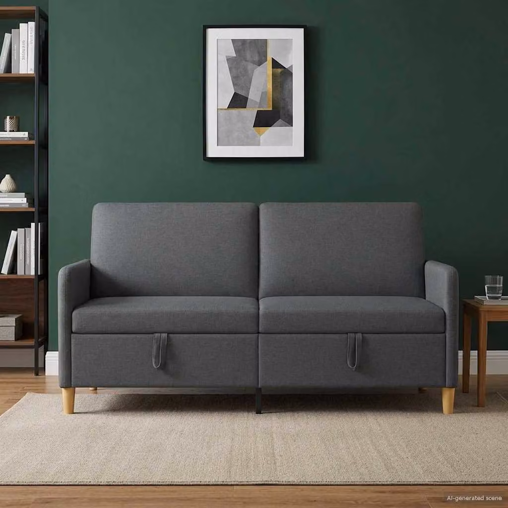 vidaXL Divano Moderno con Contenitore e Seduta Sollevabile, Rivestimento in Tessuto, L: 172 cm, P: 78 cm, H: 87 cm